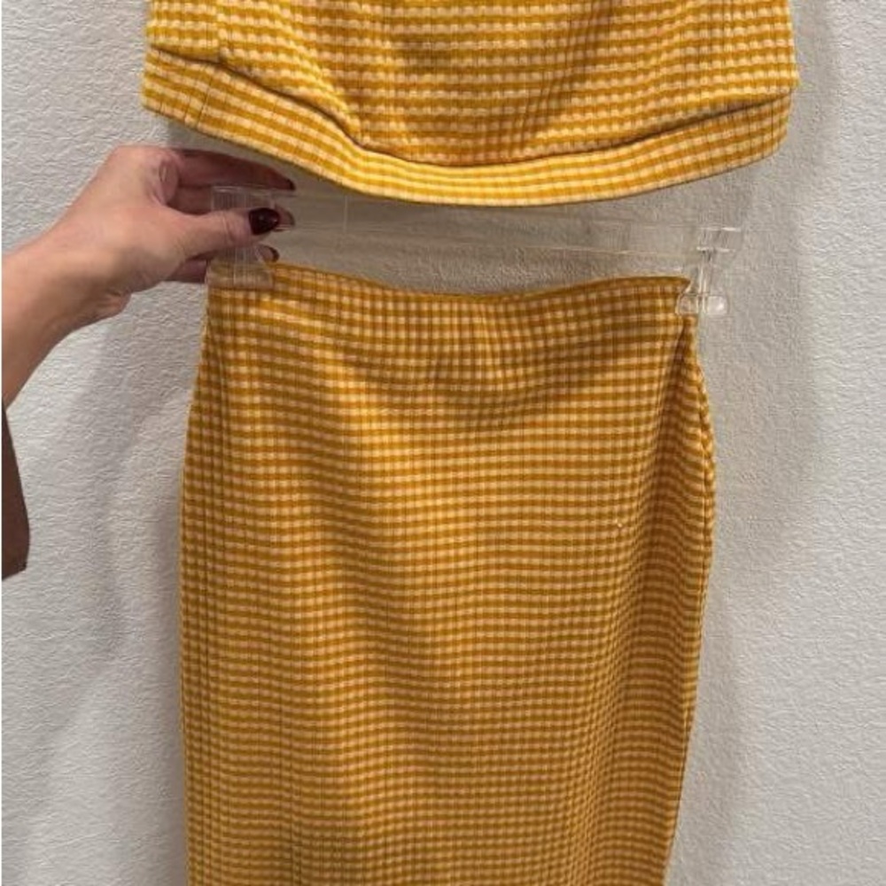 Urban Outfitters Mustard Check Pencil Skirt